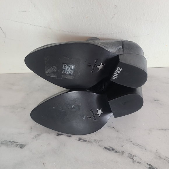 ASH Lula Black Leather Wedge Heel Ankle Booties 6.5 NEW - Picture 7 of 8